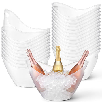 24 Pcs 4 L Ice Bucket for Parties, Plastic Oval Tub, Clear