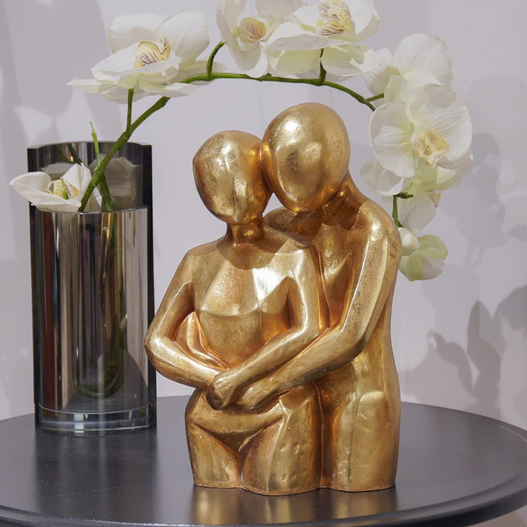 Hugging Couple Sculptures Gold Home Décor