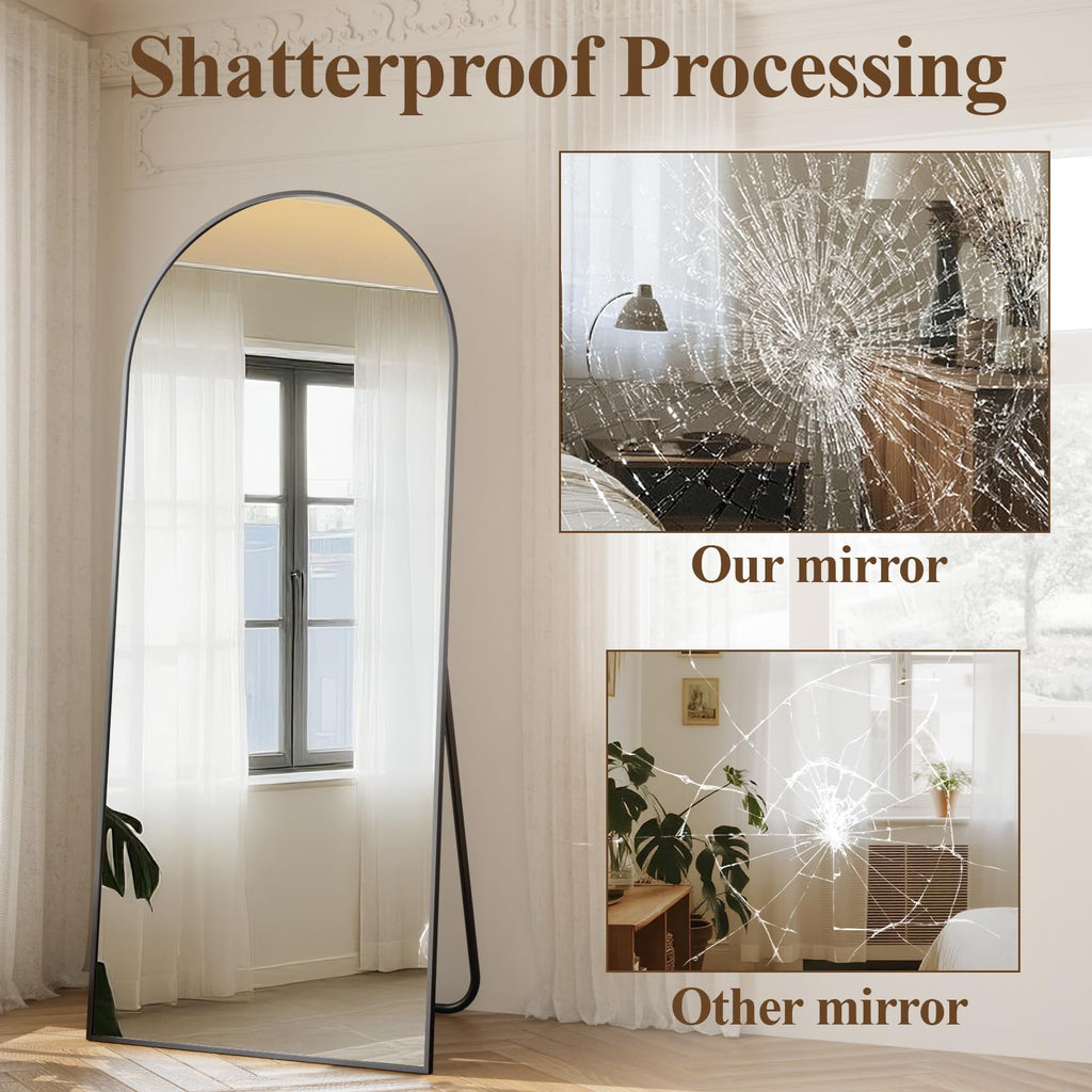 Arched Full Length Mirror 71"x26" Leaning Hanging Decor Black