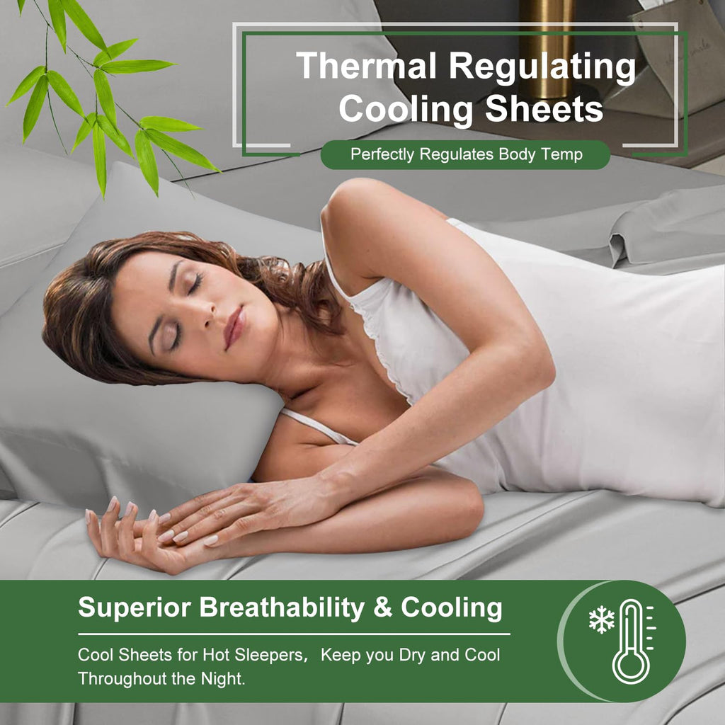 Deep Pocket King Sheets, 100% Rayon Derived from Bamboo, 18-24 Inch