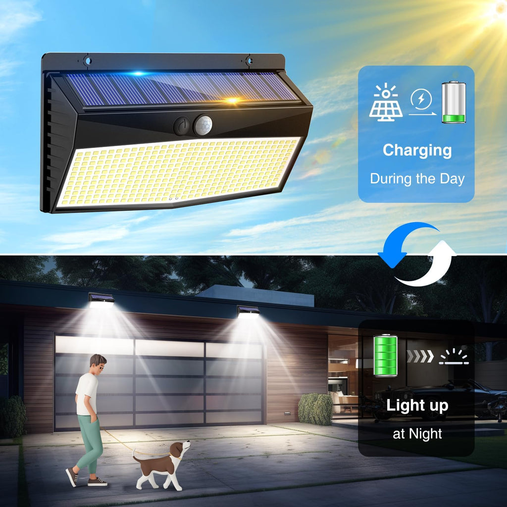 368 LED Solar Motion Sensor Lights Outdoor Waterproof with 3 Modes
