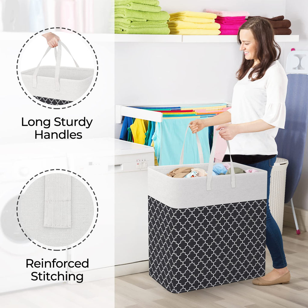 Basket Hamper, 100L Clothes Storage, Clover Black