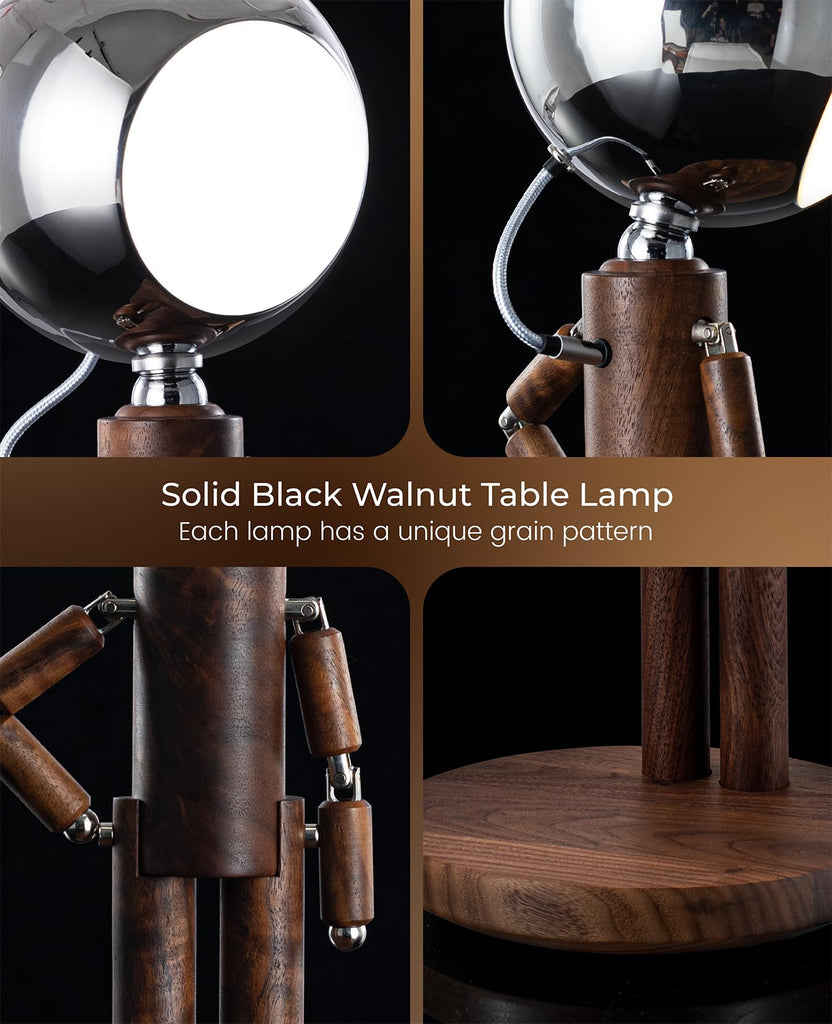 Cordless Table Lamp, Rechargeable Wooden Desk Lamp, Dimmable, Gift