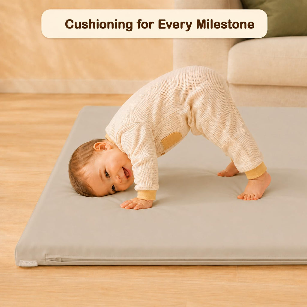 Vegan Leather Baby Play Mat, 71x59 Thick Cushioned Waterproof Playpen Mat, Stylish Removable Cover Floor Mat