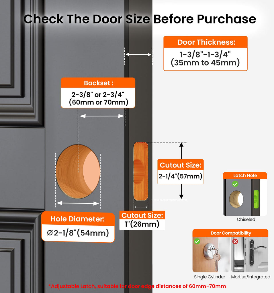 Modern Square Deadbolt, Satin Nickel Single Cylinder Door Lock ANSI 3