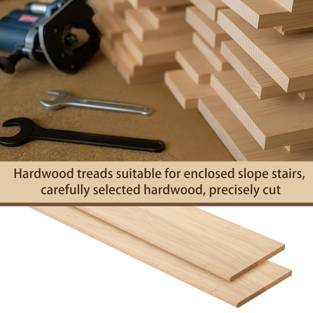 Red Oak Solid Wood Stair Tread with Small (3/4") Profile Oak Treads (60in, Bullnose Stairs Treads, )