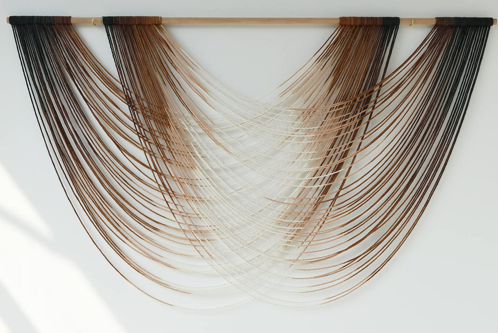 Macrame Wall Hanging Brown Dip Dyed Boho Fiber Art Decor 57"W*35"L