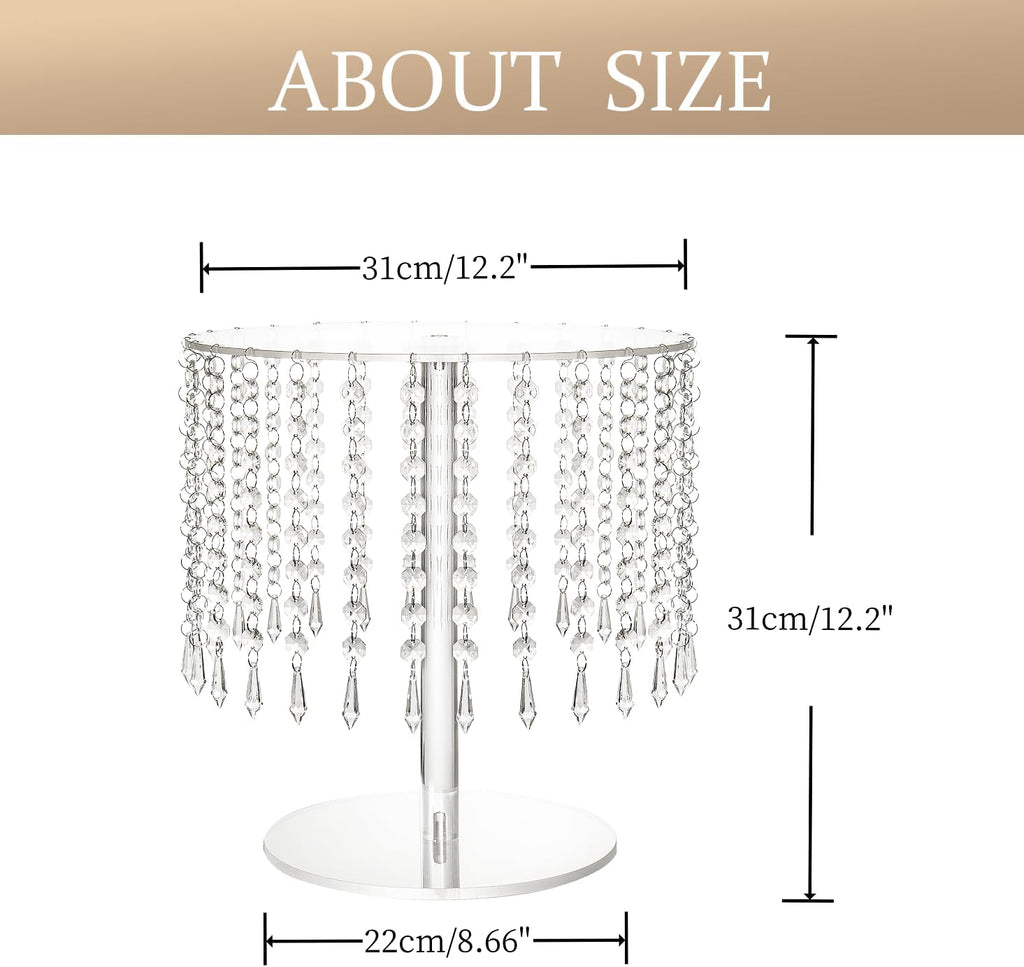 Cake Stands for Party, Clear Acrylic Cake Stand for Dessert Table, 12.2in Round Crystal Cake and Cupcake Stand - Set of 3