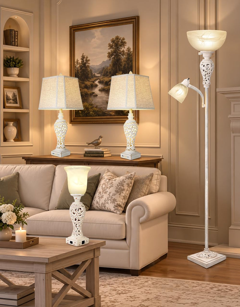 Torchiere Floor Lamp with Adjustable Reading Light Corner