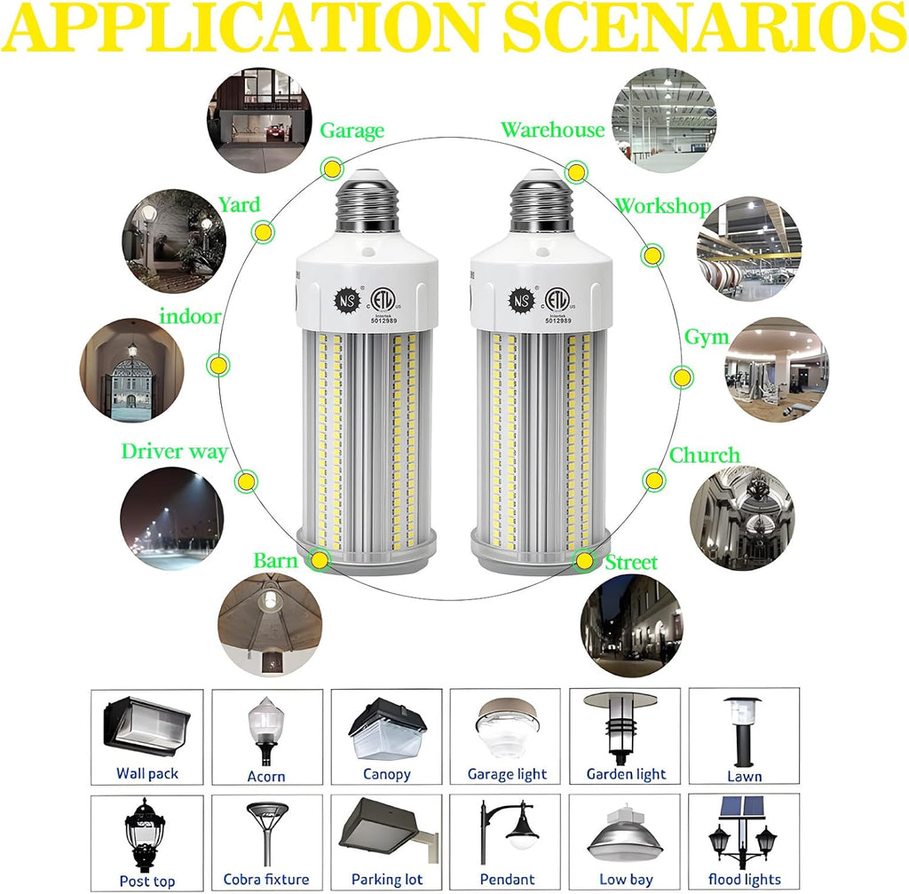 NS LED Corn Light Bulbs 9000 Lumens Super Bright (600W Equivalent), A19 60W E26 5000K Daylight, Energy Saving 90%