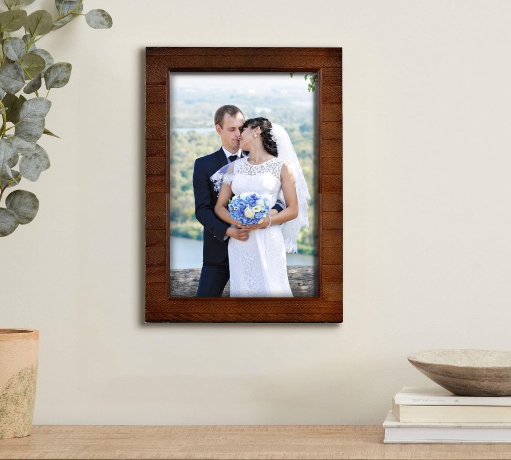 Rustic 11x17 Wood Picture Frame with Real Glass, Farmhouse Photo Frame for Wall Mount, Natural Wooden Frame for