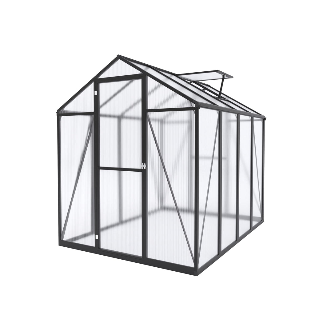 6*8.2FT Greenhouse for Outdoors, Polycarbonate Greenhouse with Stronger Wind Protection and Roof Vent, Walk-in Large