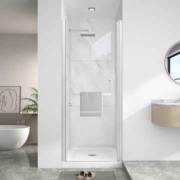 Pivot Shower Door, 28-30" W x 72" H Frameless Single Swing Glass Shower Door with Explosion-Proof Film Nano Coating