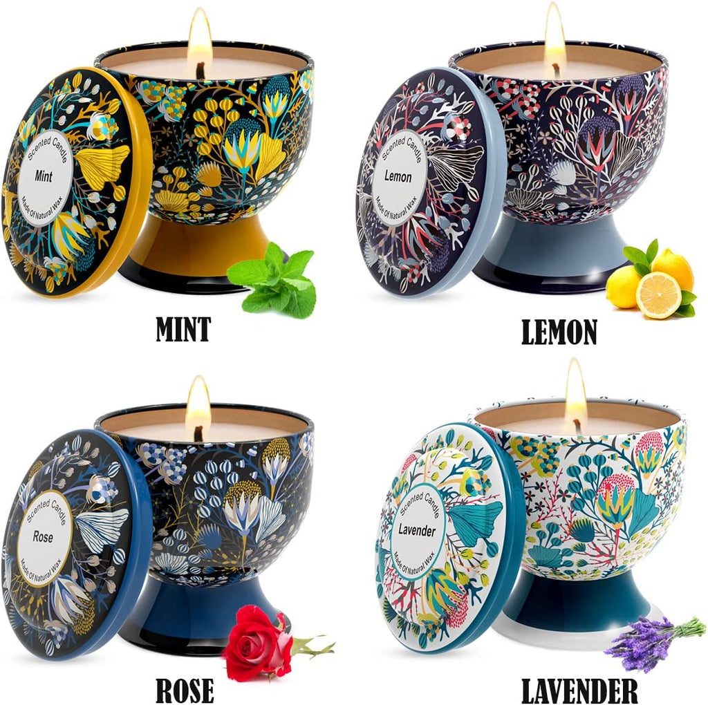 Home Aromatherapy Candle Set, Women's Aromatherapy Candle Birthday Gift Set, 4 Pack 4 oz 120 Hour Long Lasting Soy - Set of 4