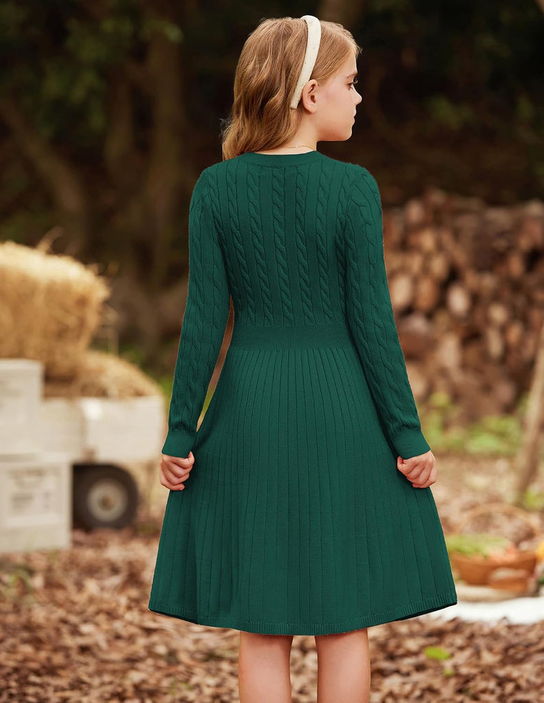 Girls Fall Sweater Dress Long Sleeve Knit Dresses