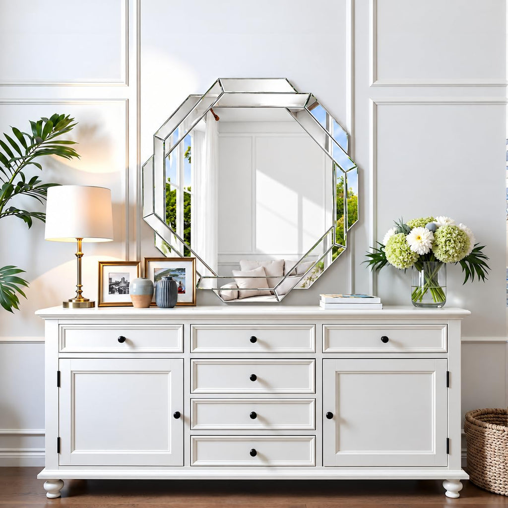 Bathroom Mirror-30"X30" Wall Mirrors Decorative, Beveled Edge Frameless Mirror for Wall Bathroom, Vanity Room