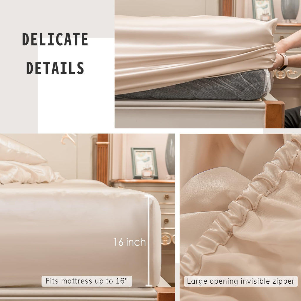 100% Mulberry Silk Fitted Sheet, Grade 6A+ 23 Momme Silk