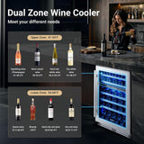 COOLER Wine Fridge & Cooler - 24 Inch 56 Bottle Wine Cooler Refrigerator, 41