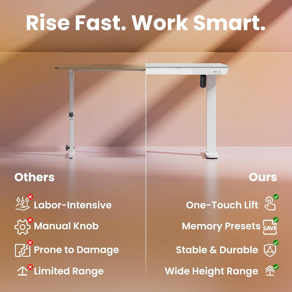 Glass Standing Desk with Drawers, 35 X 20 Inch Electric Adjustable Height Desk, Quick Install One-Piece Tabletop with