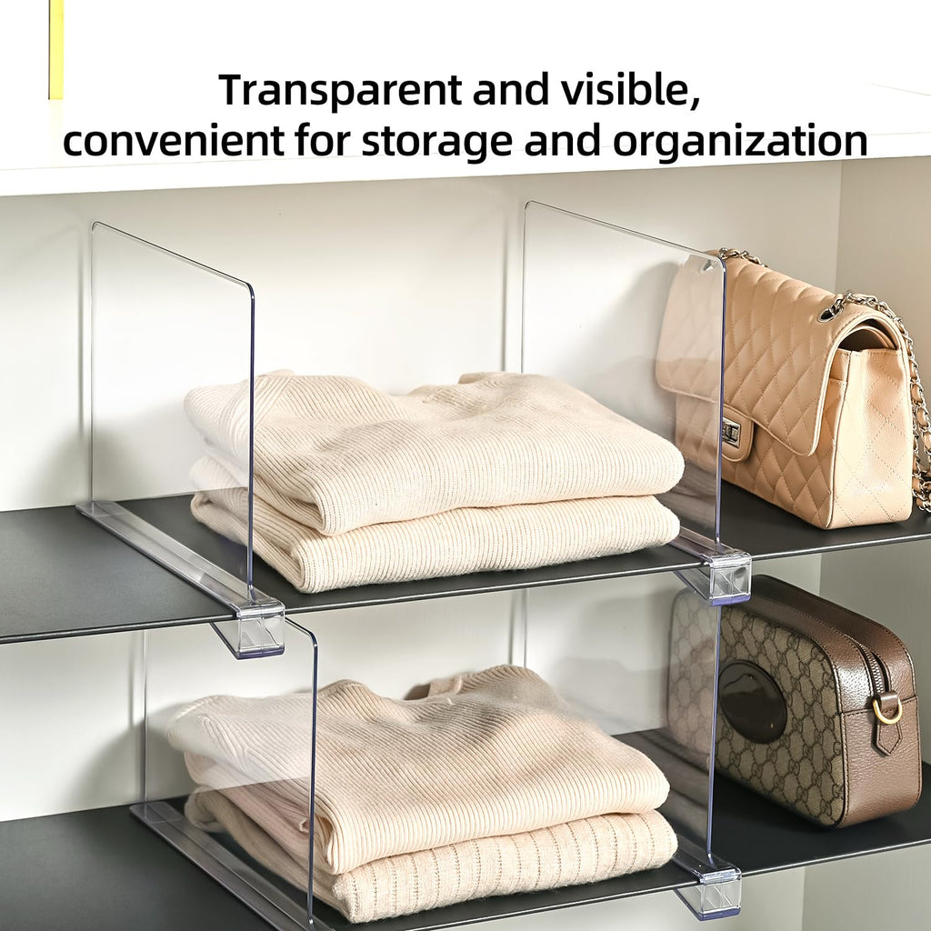 Shelf Dividers for Closet Organization,Clear Plastic Closet Shelf Dividers,Upgrade Height for Vertical Space,Shelf