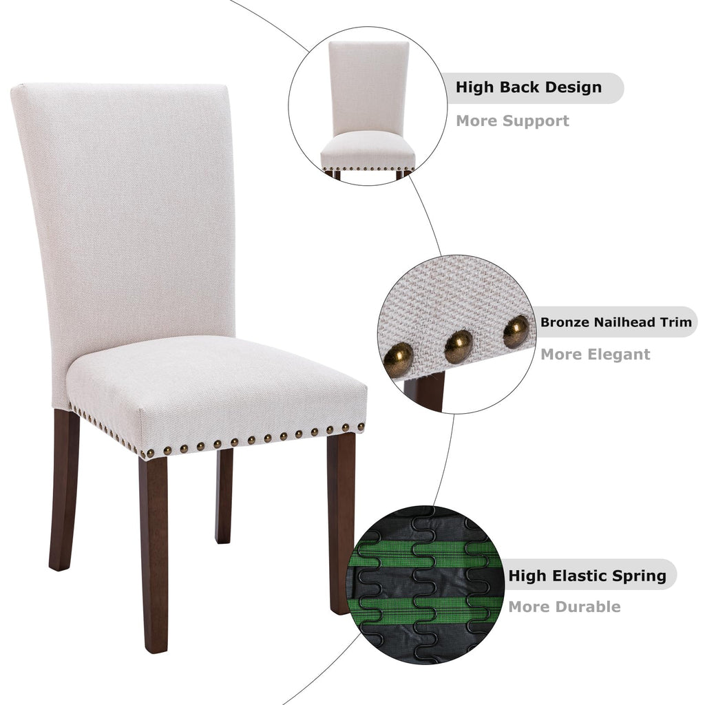 Upholstered Parsons Set of 4, Beige