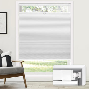 No Drill Cordless Cellular Shades, White | Top Down Bottom Up (TDBU) Honeycomb Shades, Blackout Light Blocking