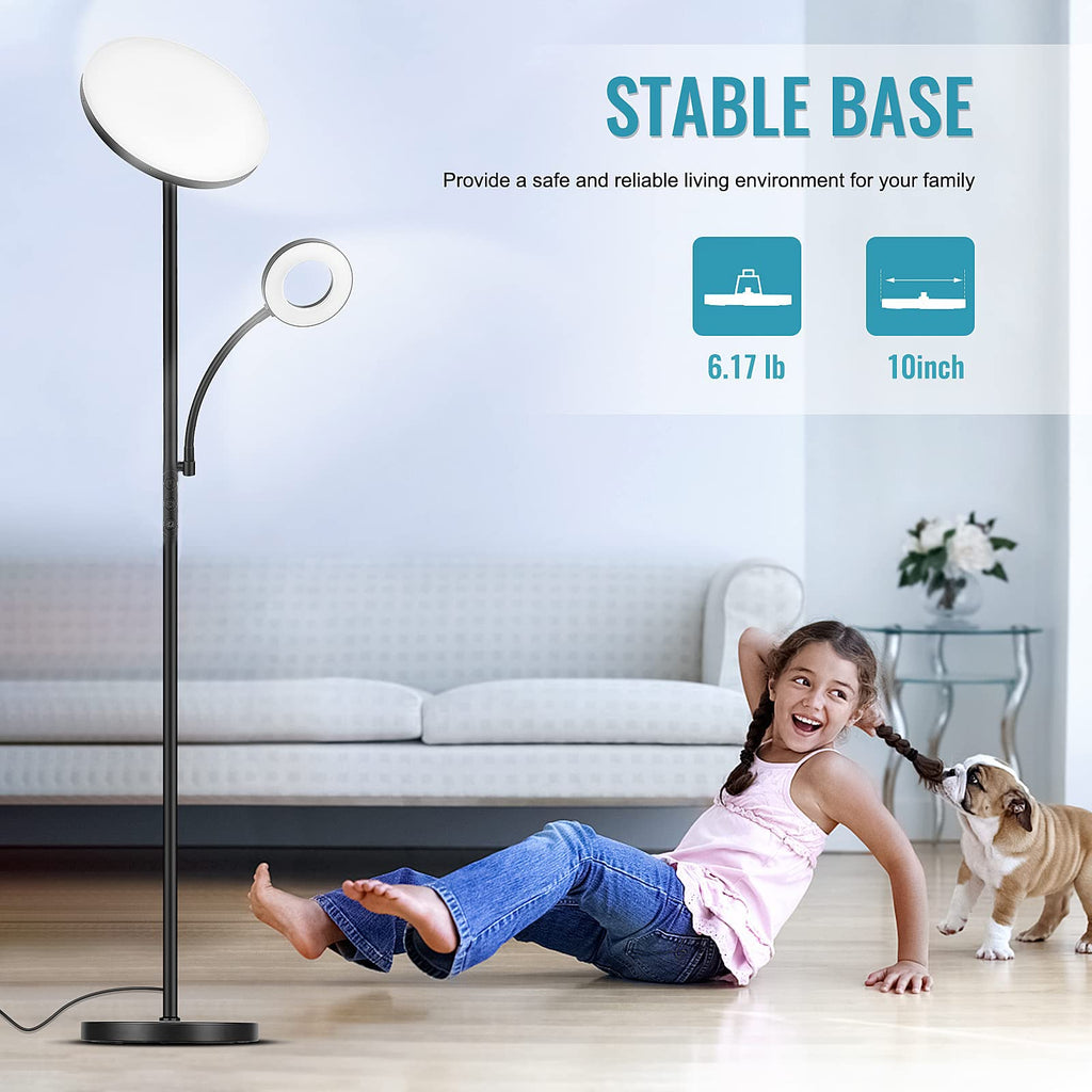 Floor Lamp, Upgraded 42W 4000LM Super Bright LED Floor Lamp Bedroom, Dimmable Standing Reading Floor Lamps
