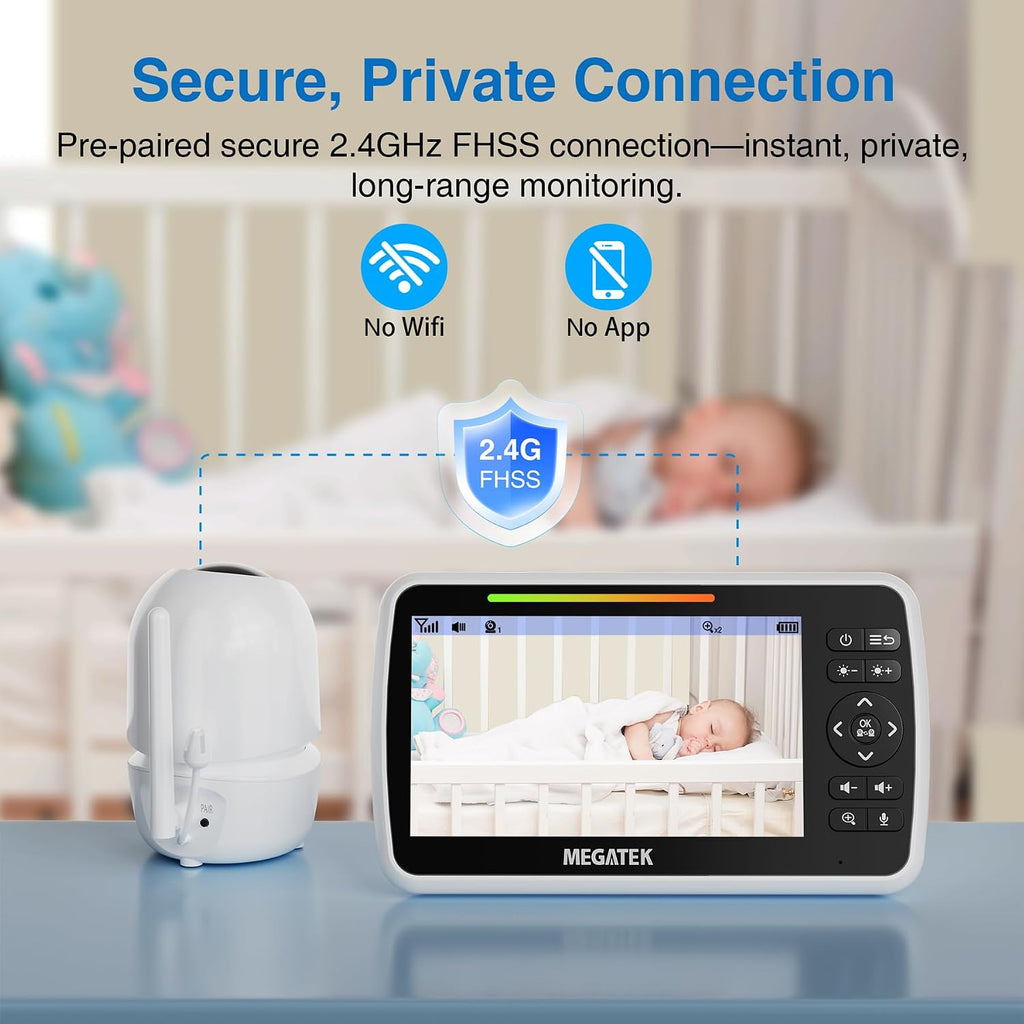 5" Video Baby Monitor with Camera and Audio, No WiFi