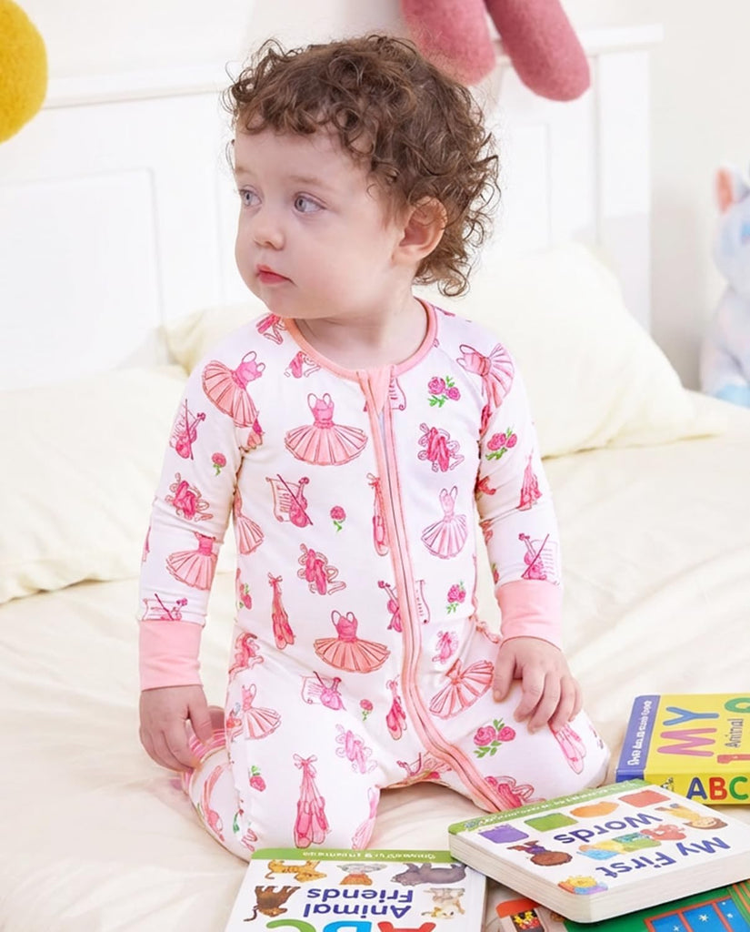 Viscose Derived from Bamboo Baby Footie Pajamas Convertible Sleeper for Baby Girl Zipper Onesie