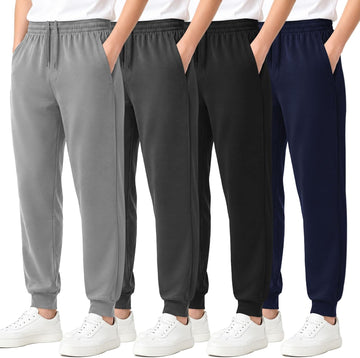 4 Pack Boys Sweatpants Athletic Joggers Pants for Youth Kids