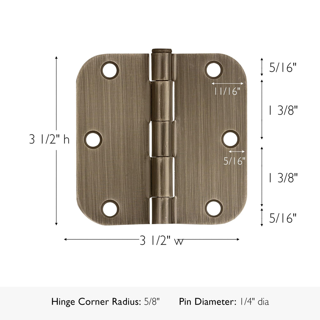 Interior Door Hinge, 3.5", Antique Brass