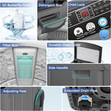 Portable Washing Machine, 20Lbs Capacity Portable Washer Machine, 2.8Cu.ft Washer and Dryer Combo with 10 Programs 8