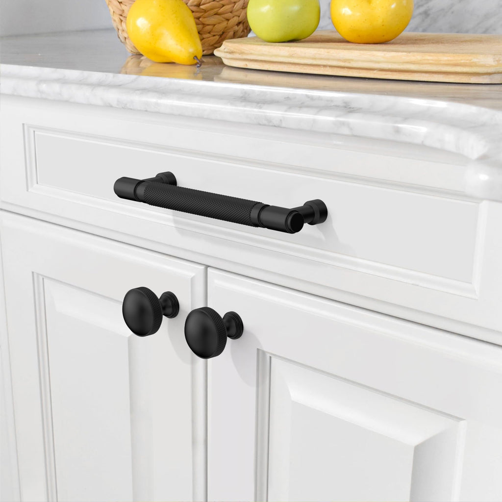 10 Pack Matte Black knurled Cabinet Pulls 5"