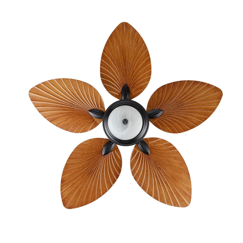 52" Palm Island Bali Ceiling Fan, Outdoor Ceiling Fan Remote Control with 5 Oil Brushed Bronze Palm Leaf, Farmhouse