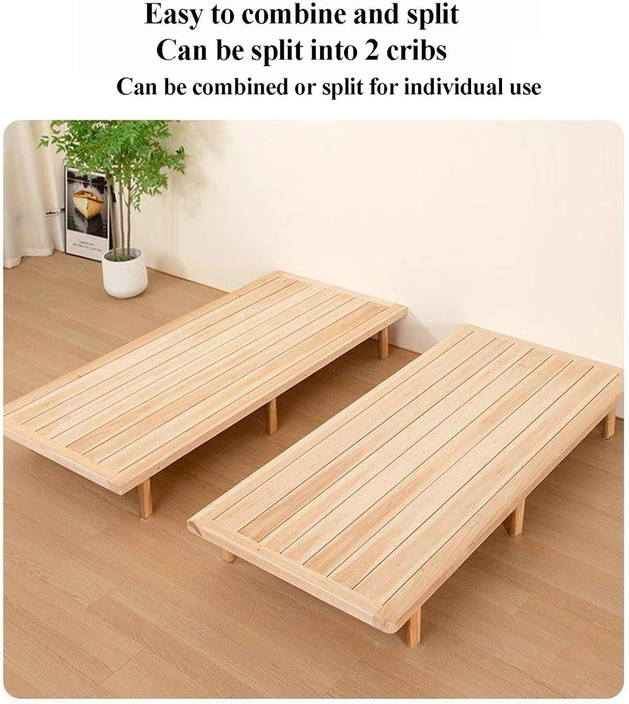 Modern Solid Wood Floating Platform Bed Frame, No Headboard Tatami Style with 9 Adjustable Legs