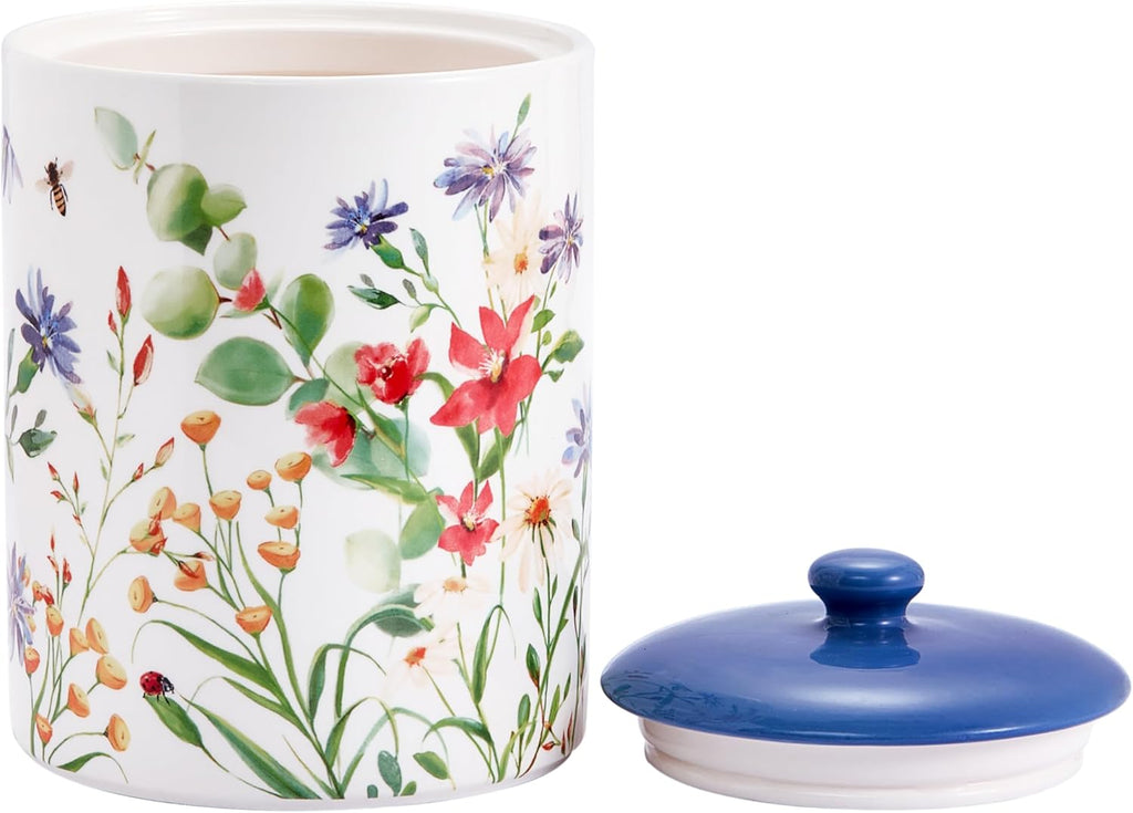 Summer Provence Ceramic Air Tight 9 inch Cookie jar, for holding coffee, powder, tea, spices, Microwave