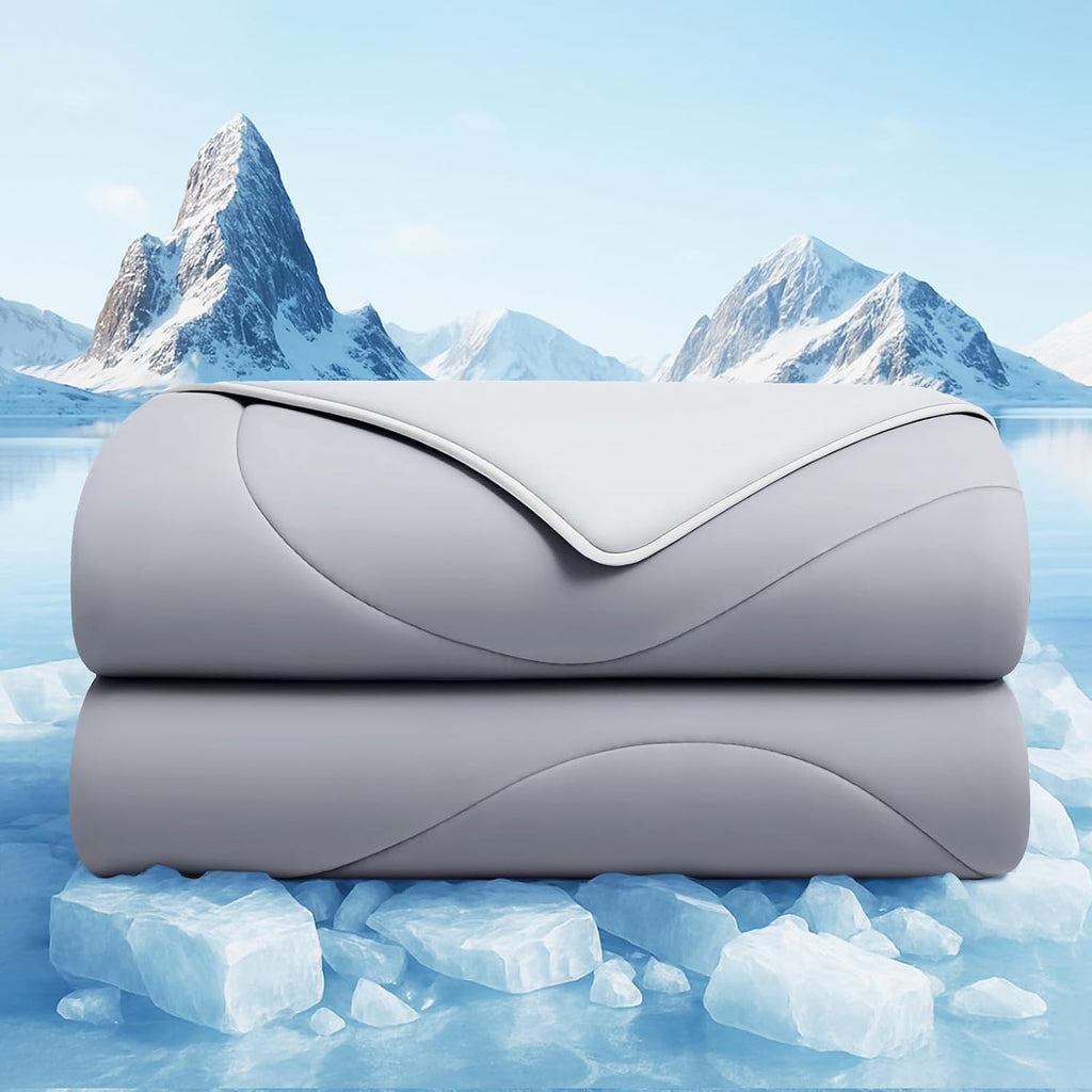 Cooling Comforter Twin, Cooling Blankets for Hot Sleepers and Night Sweats, Double Side Cool Soft Light Micro Gravity