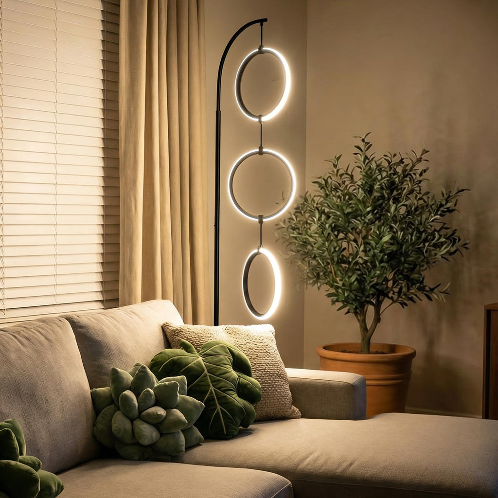 Black 3-Light LED Floor Lamp, Modern Arc Floor Lamp