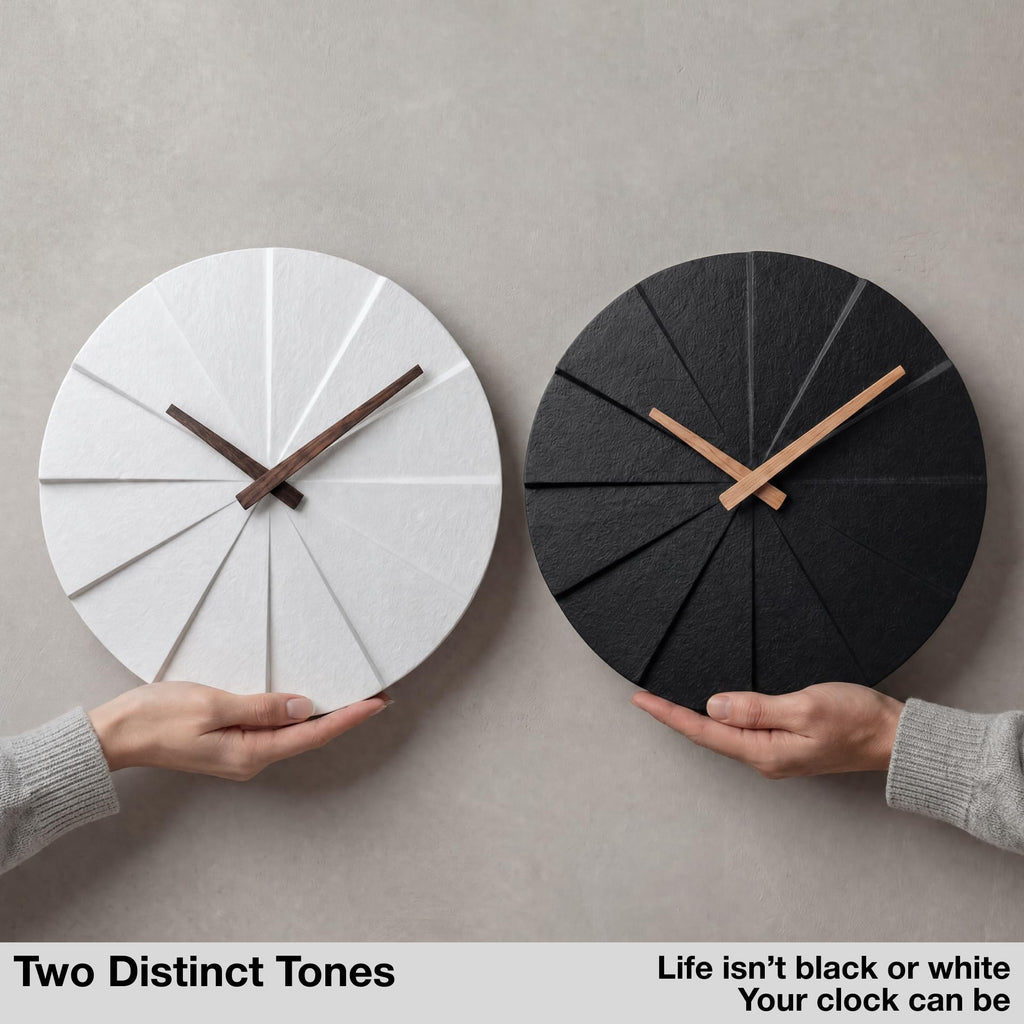 Modern Wall Clock with No Numbers and Wooden Hands. White 12.5 Inch