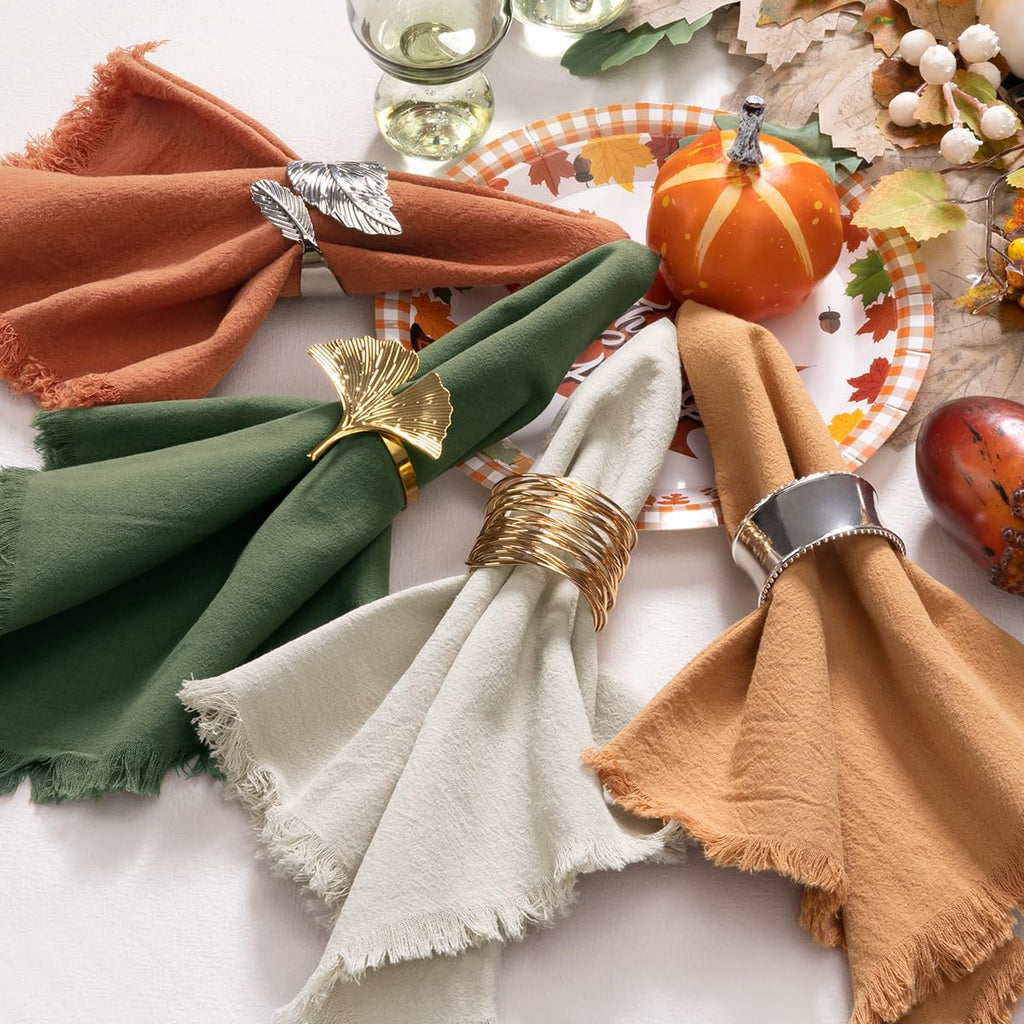 Thanksgiving Fall Cotton Linen Washable Cloth Napkins Set of 12