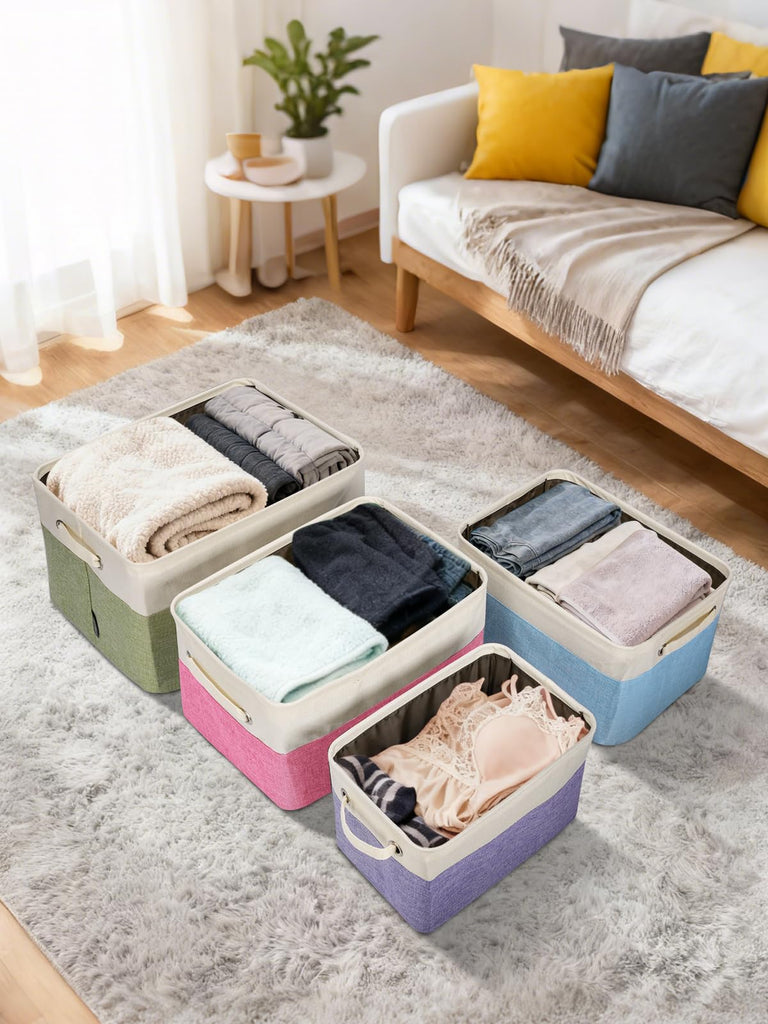 3 Pack Fabric Bins for Shelves, Decorative Baskets for Organizing, Shelf, Clothes, Home, Office (Grey, 15"x11"x9.5")