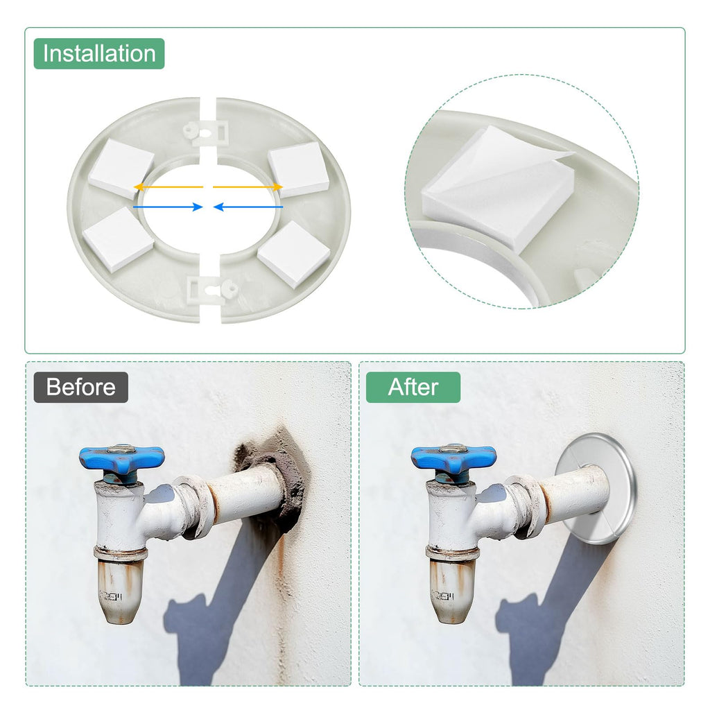 2-Pack Wall Split Flange, for 3 Inch/76mm OD Pipe ABS Escutcheon Plate Round Self-Adhesive Plumbing Cover Plates for