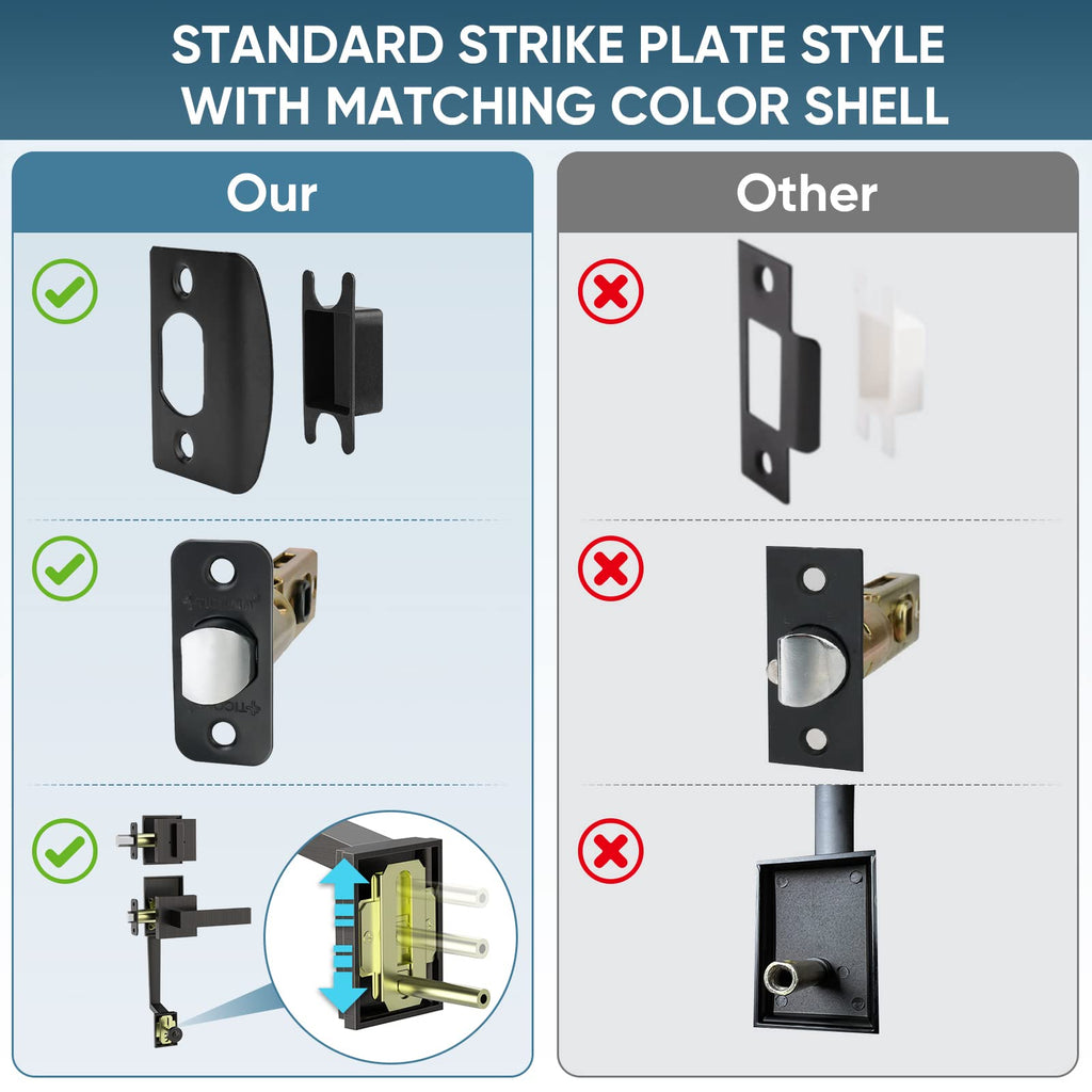 Front Door Handle Set, Heavy Duty Square Door Lever & Single Cylinder Deadbolt Combo Reversible for Entrance Exterior