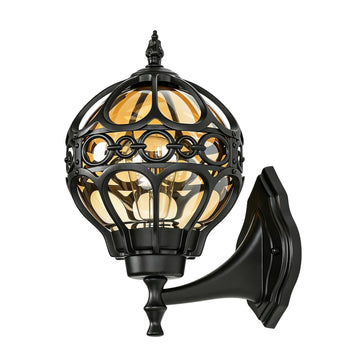 Black Globe Outdoor Wall Lights, Round Exterior Wall Sconce, Porch, Garage, Anti-Rust Aluminum Wall Mount Lighting