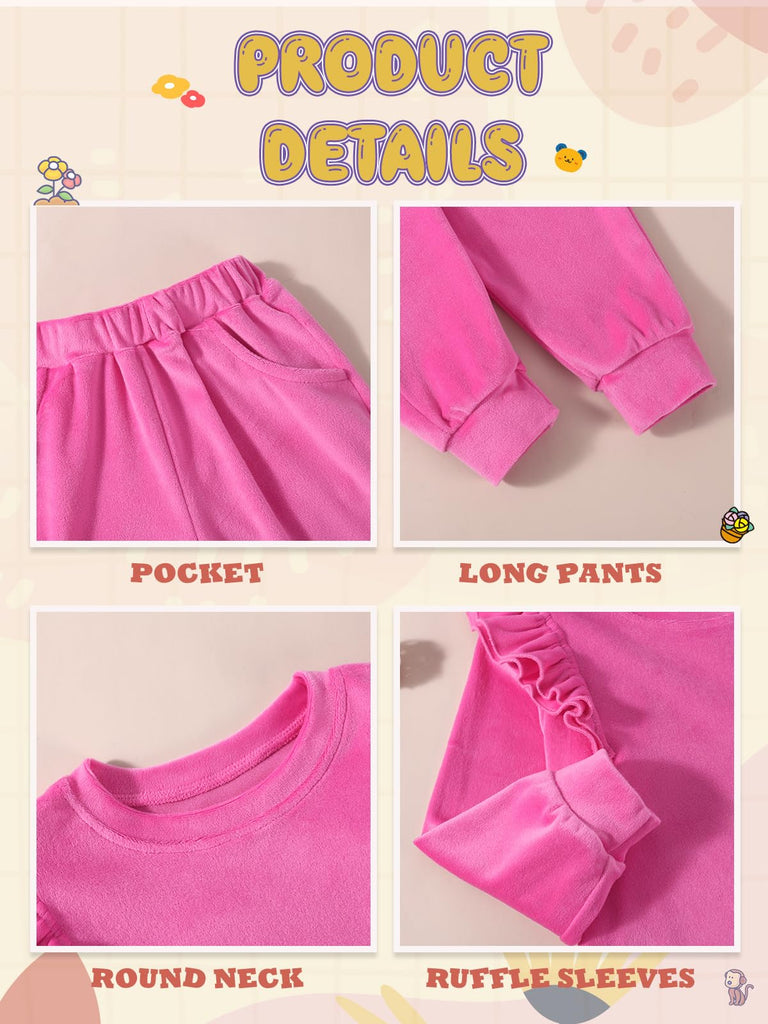 2 Piece Outfits Kids Velour Sweatsuit Fall Winter Tracksuits