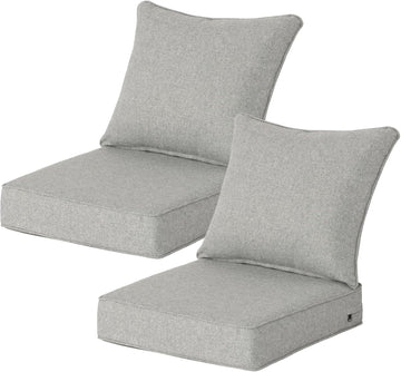 24x24 Inch Outdoor Deep Seat Cushions Set of 2,Thick High-Density Foam, Water-Resistant, Piped Edges & YKK Hidden