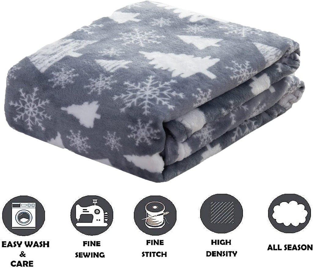 Luxury Velvet Super Soft Christmas Prints Fleece Blanket-Holiday Theme Home Décor Fuzzy Warm and Cozy Throws