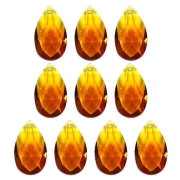 K9 Crystal Pendants Teardrop Beads, 10 Pack 38mm Chandelier Prisms DIY Amber