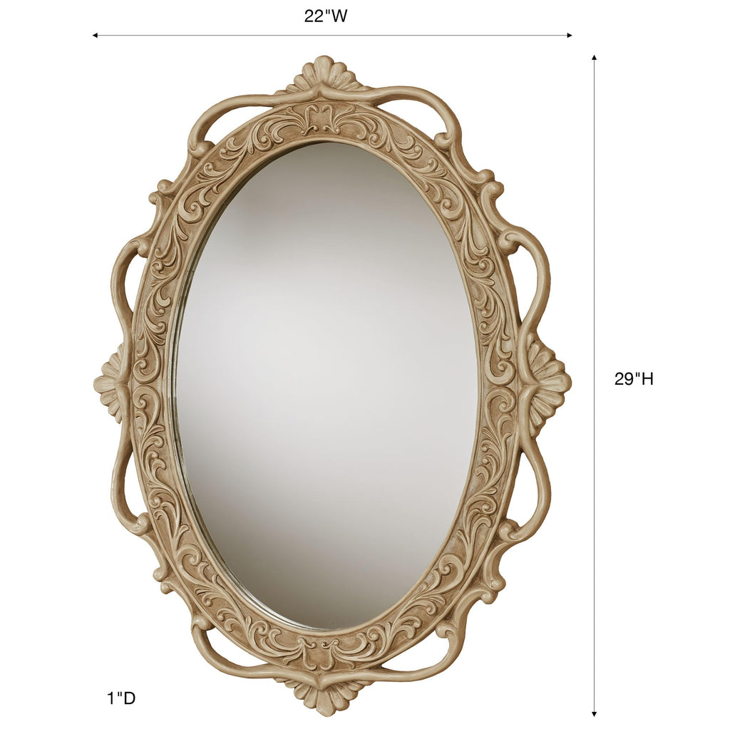 Abriella Traditional Oval Wall Mirror 29 by 22 Inches | Victorian Style Decor