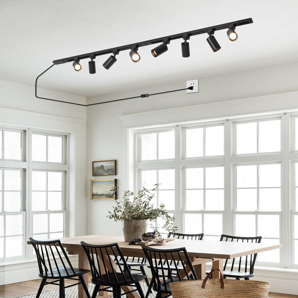 Plug in Track Lighting with Power Cord, 6-Light GU10 Dimmable Track Lighting Kit with Track Rail, Kitchen LED